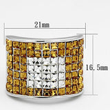 Rhodium Brass Ring with Top Grade Crystal  in Topaz