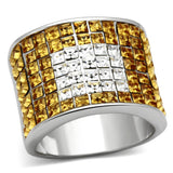 Rhodium Brass Ring with Top Grade Crystal  in Topaz