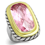Reverse Two-Tone Brass Ring with AAA Grade CZ  in Rose