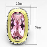 Reverse Two-Tone Brass Ring with AAA Grade CZ  in Rose