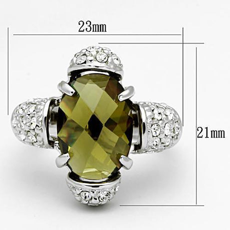 Rhodium Brass Ring with AAA Grade CZ  in Olivine color