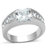 Rhodium Brass Ring with AAA Grade CZ  in Clear