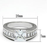 Rhodium Brass Ring with AAA Grade CZ  in Clear