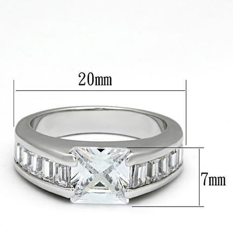 Rhodium Brass Ring with AAA Grade CZ  in Clear