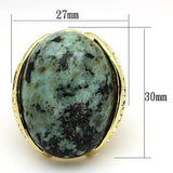 Gold Brass Ring with Semi-Precious Turquoise in Sea Blue