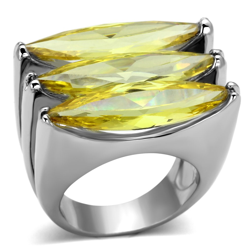Rhodium Brass Ring with AAA Grade CZ  in Topaz