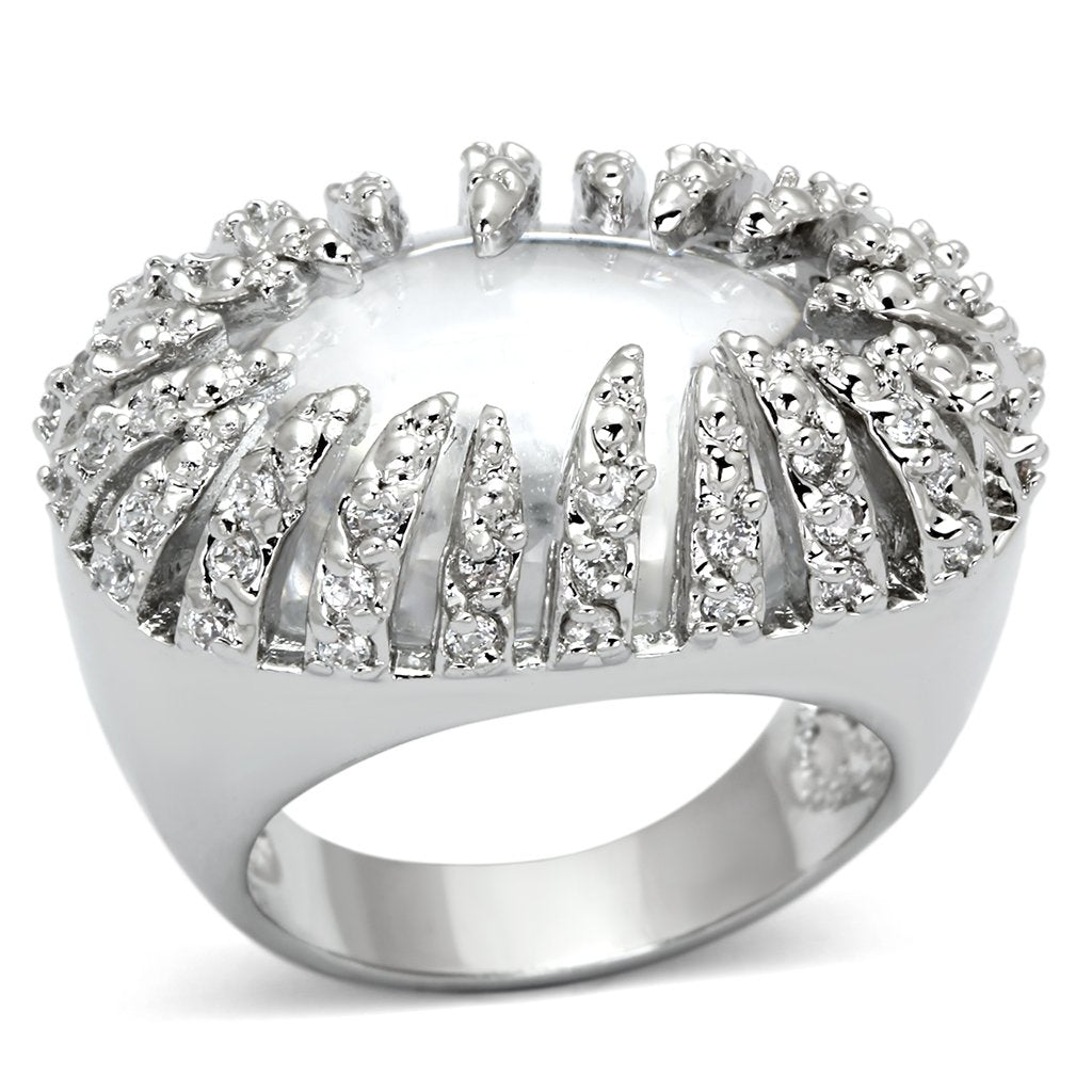 Rhodium Brass Ring with AAA Grade CZ  in Clear