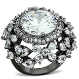 Ruthenium Brass Ring with AAA Grade CZ  in Clear
