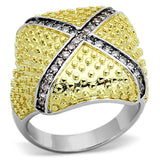 Rhodium+Gold+ Ruthenium Brass Ring with AAA Grade CZ  in Rose