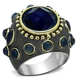 Reverse Two-Tone Brass Ring with Synthetic Synthetic Glass in Montana