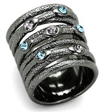 Ruthenium Brass Ring with Top Grade Crystal  in Multi Color