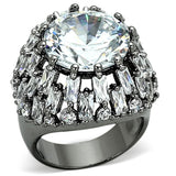 Ruthenium Brass Ring with AAA Grade CZ  in Clear