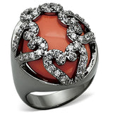 Ruthenium Brass Ring with Synthetic Cat Eye in Orange