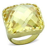 Matte Gold Brass Ring with AAA Grade CZ  in Citrine Yellow