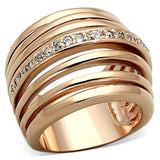Rose Gold Brass Ring with AAA Grade CZ  in Clear