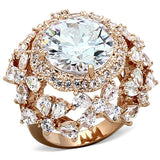 Rose Gold Brass Ring with AAA Grade CZ  in Clear