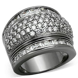 Ruthenium Brass Ring with AAA Grade CZ  in Clear