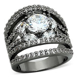 Ruthenium Brass Ring with AAA Grade CZ  in Clear