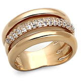 Rose Gold Brass Ring with AAA Grade CZ  in Clear