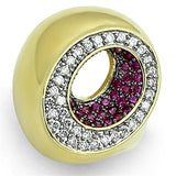 Gold+Ruthenium Brass Ring with AAA Grade CZ  in Ruby