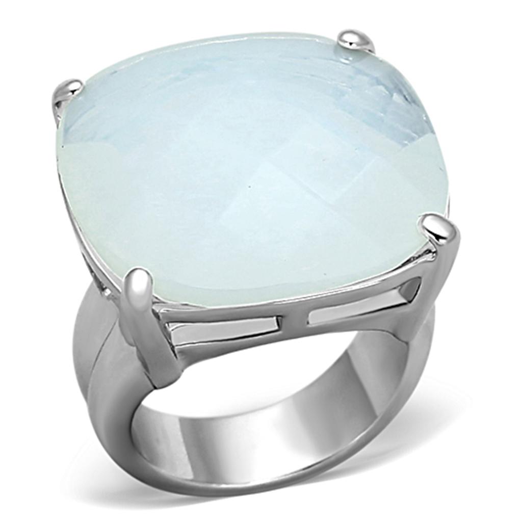 Rhodium Brass Ring with Synthetic Synthetic Glass in Aurora Borealis (Rainbow Effect)