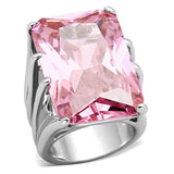 Rhodium Brass Ring with AAA Grade CZ  in Rose
