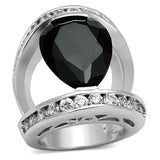 Rhodium Brass Ring with AAA Grade CZ  in Black Diamond