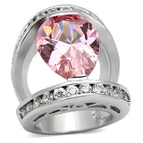 Rhodium Brass Ring with AAA Grade CZ  in Rose