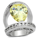 Rhodium Brass Ring with AAA Grade CZ  in Citrine Yellow