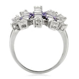 Rhodium Brass Ring with AAA Grade CZ  in Amethyst