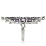 Rhodium Brass Ring with AAA Grade CZ  in Amethyst