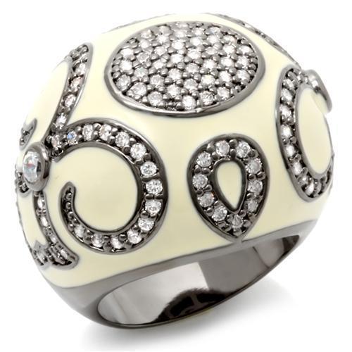 Ruthenium Brass Ring with AAA Grade CZ  in Clear