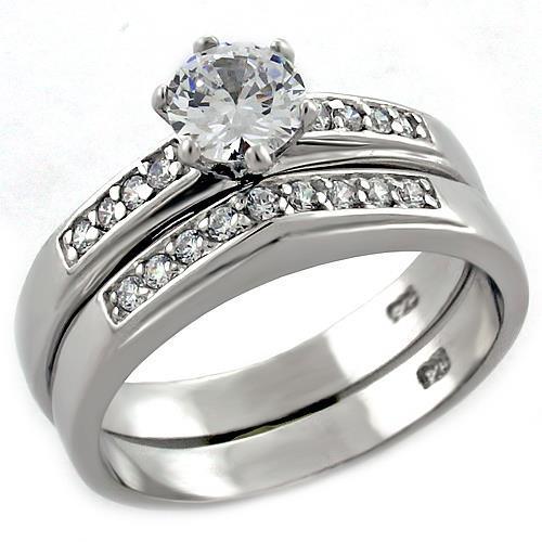Rhodium 925 Sterling Silver Ring with AAA Grade CZ  in Clear