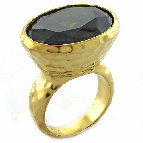 Gold 925 Sterling Silver Ring with AAA Grade CZ  in Peridot