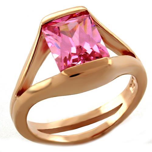 Rose Gold 925 Sterling Silver Ring with AAA Grade CZ  in Rose