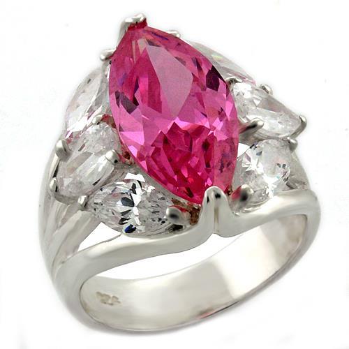 High-Polished 925 Sterling Silver Ring with AAA Grade CZ  in Rose