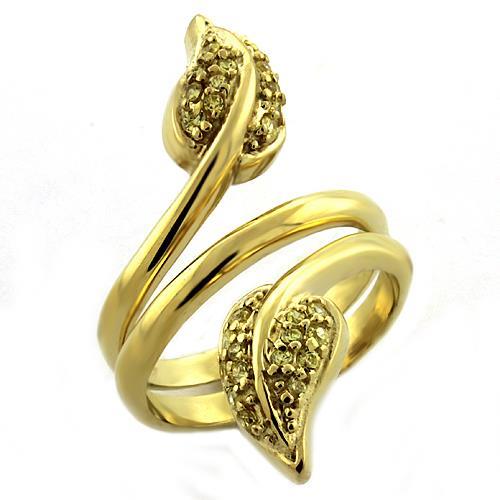 Gold 925 Sterling Silver Ring with AAA Grade CZ  in Clear