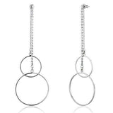 High-Polished 925 Sterling Silver Earrings with Top Grade Crystal  in Clear