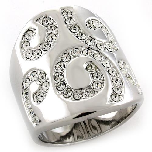 Rhodium 925 Sterling Silver Ring with Top Grade Crystal  in Clear