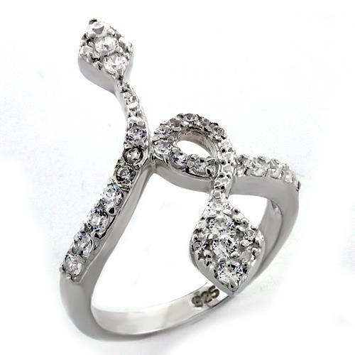 High-Polished 925 Sterling Silver Ring with AAA Grade CZ  in Clear