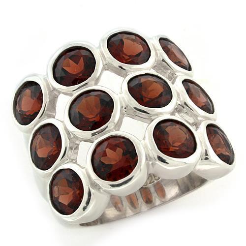 High-Polished 925 Sterling Silver Ring with Semi-Precious Spinel in Garnet