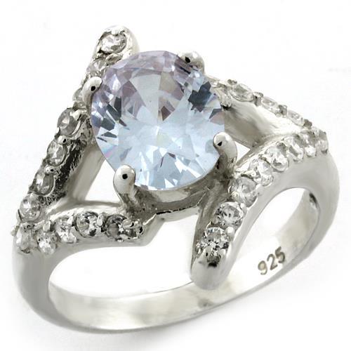 High-Polished 925 Sterling Silver Ring with AAA Grade CZ  in Light Amethyst