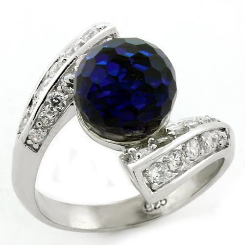 Rhodium 925 Sterling Silver Ring with Top Grade Crystal  in Clear