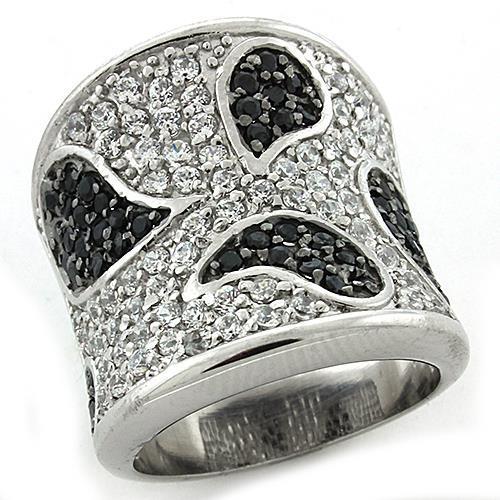 Reverse Two-Tone 925 Sterling Silver Ring with AAA Grade CZ  in Multi Color