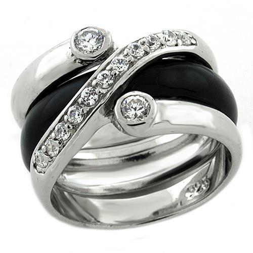 Rhodium 925 Sterling Silver Ring with AAA Grade CZ  in Clear