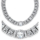 Rhodium 925 Sterling Silver Necklace with AAA Grade CZ  in Clear