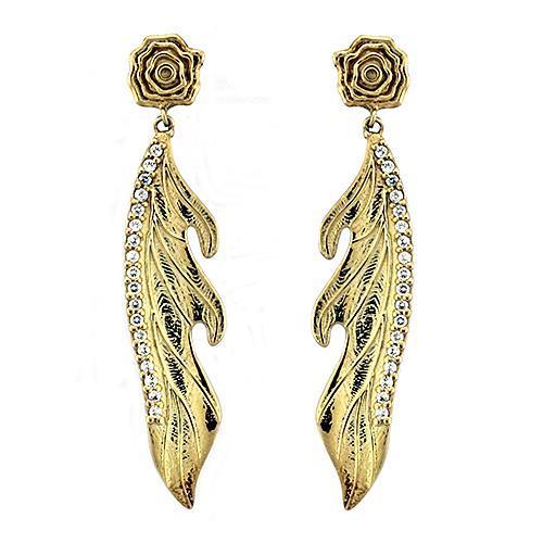 Gold 925 Sterling Silver Earrings with AAA Grade CZ  in Clear