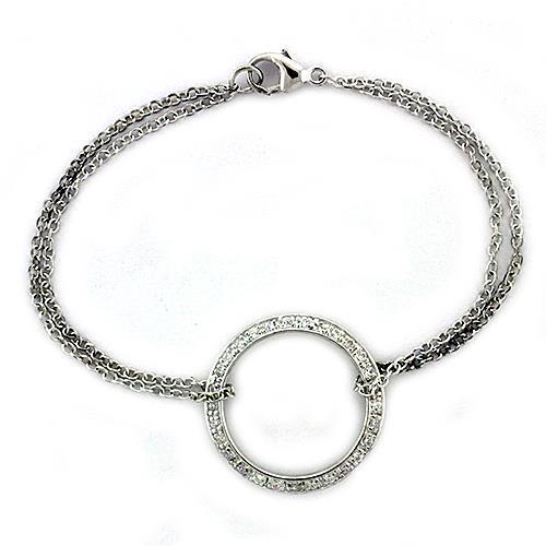 High polished (no plating) 925 Sterling Silver Bracelet with AAA Grade CZ  in Clear