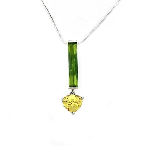 Rhodium 925 Sterling Silver Chain Pendant with AAA Grade CZ  in Multi Color