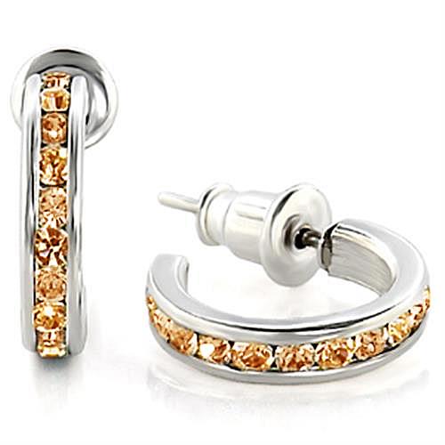 High-Polished 925 Sterling Silver Earrings with Top Grade Crystal  in Topaz
